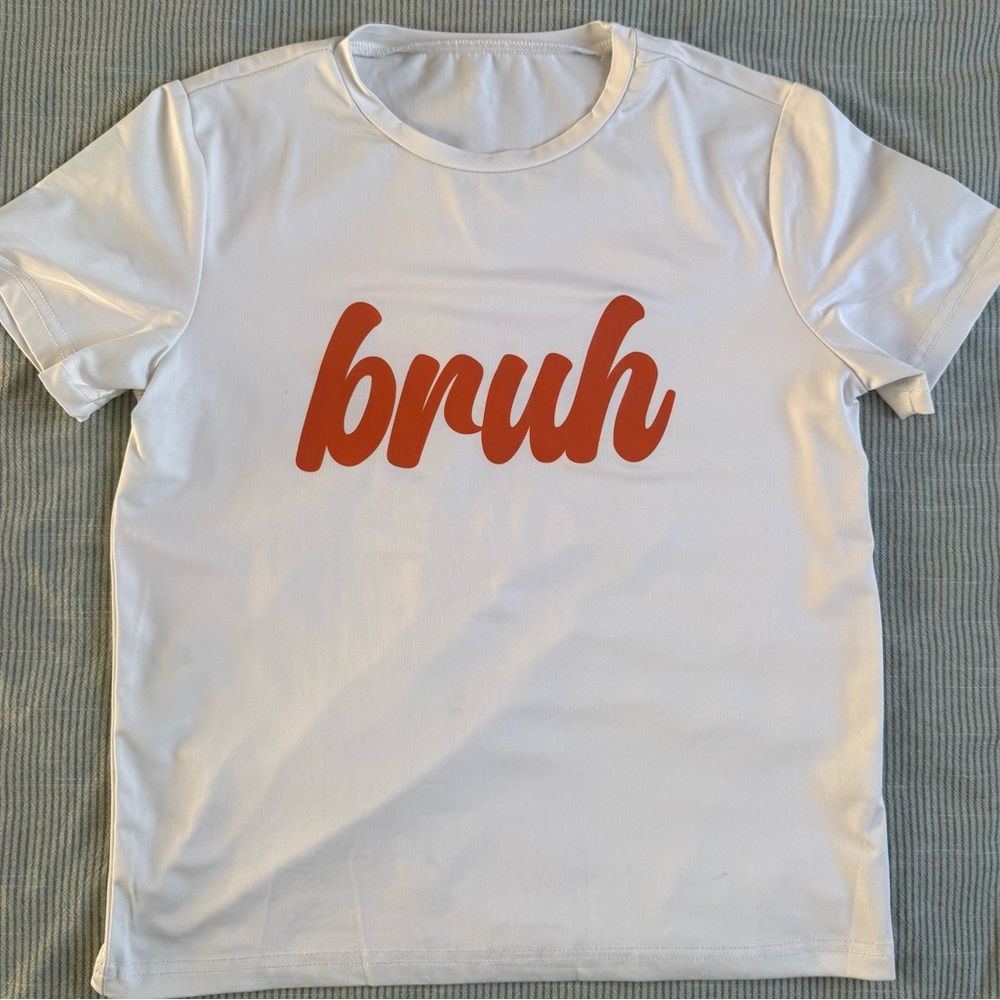 White Kids Tee with Red Print